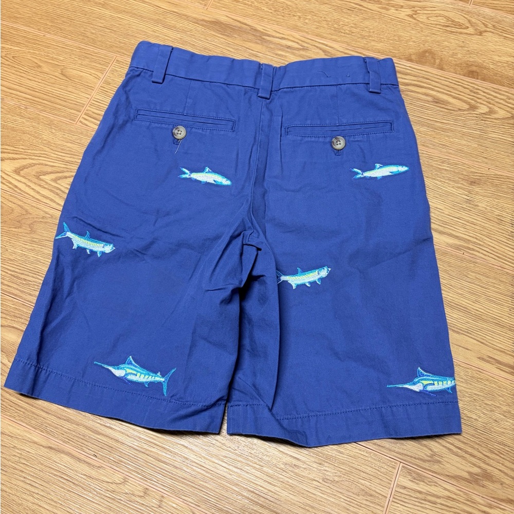 Vineyard Vines Boys Embroidered Chino Shorts Blue Marlin Fish Size 8 - Picture 4 of 4